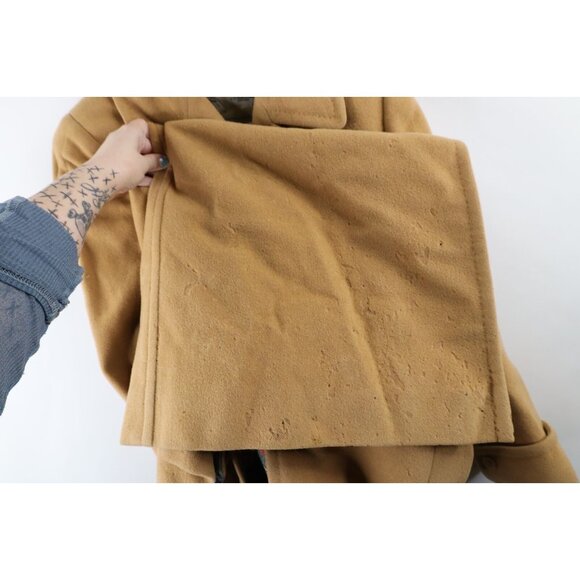 Vtg 40s Aquascutum Womens Large Distressed Wool Overcoat Jacket Beige England - Picture 10 of 16